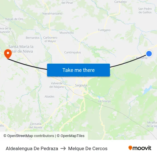 Aldealengua De Pedraza to Melque De Cercos map