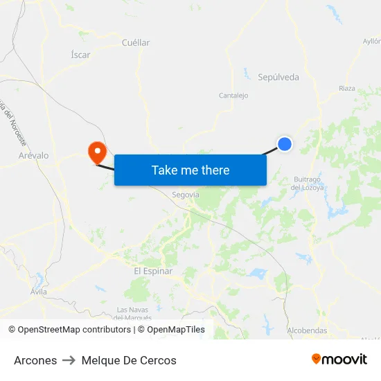 Arcones to Melque De Cercos map