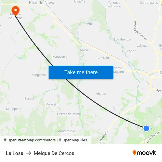 La Losa to Melque De Cercos map