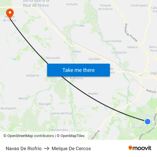 Navas De Riofrío to Melque De Cercos map
