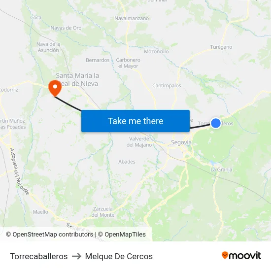 Torrecaballeros to Melque De Cercos map