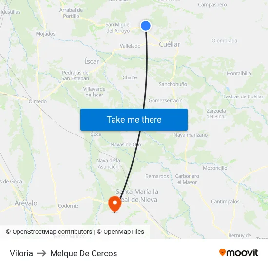Viloria to Melque De Cercos map