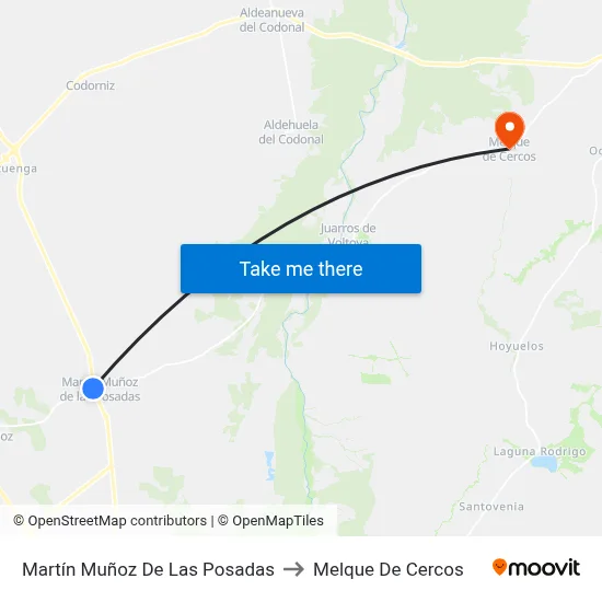 Martín Muñoz De Las Posadas to Melque De Cercos map