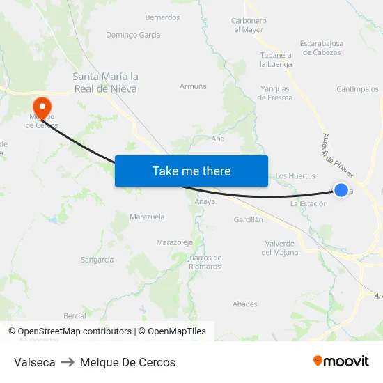 Valseca to Melque De Cercos map