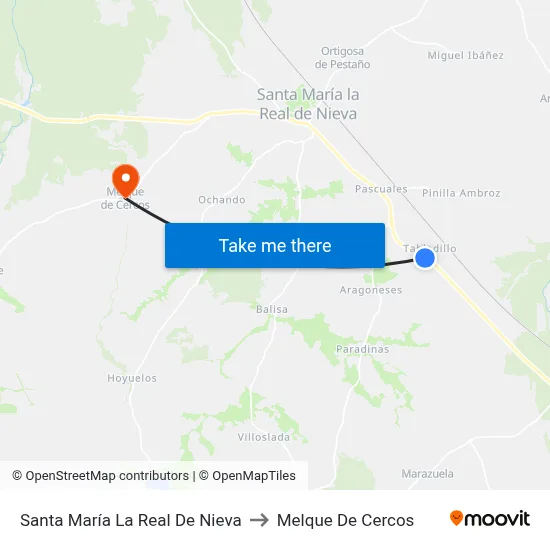Santa María La Real De Nieva to Melque De Cercos map