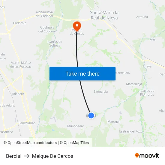 Bercial to Melque De Cercos map