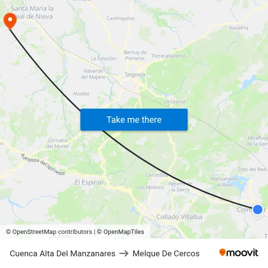 Cuenca Alta Del Manzanares to Melque De Cercos map