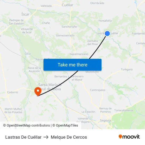 Lastras De Cuéllar to Melque De Cercos map