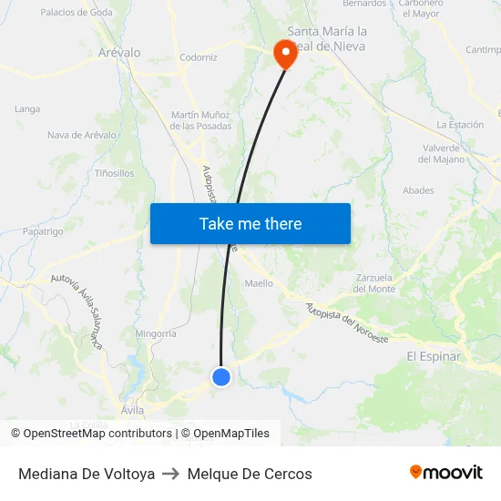 Mediana De Voltoya to Melque De Cercos map