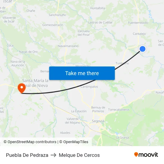 Puebla De Pedraza to Melque De Cercos map