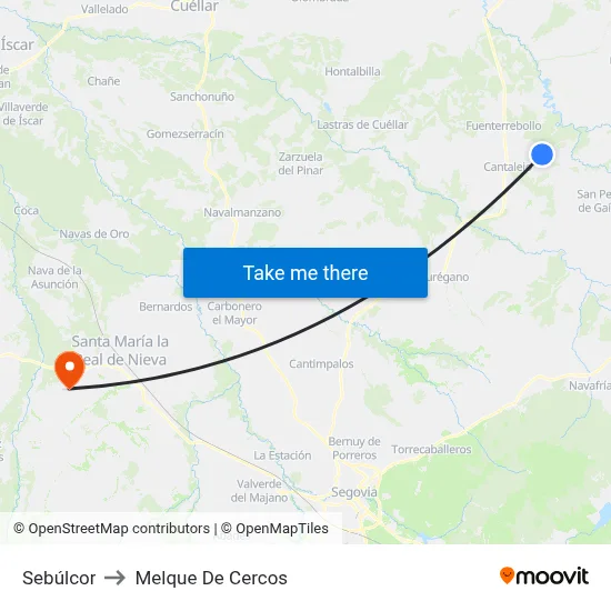 Sebúlcor to Melque De Cercos map