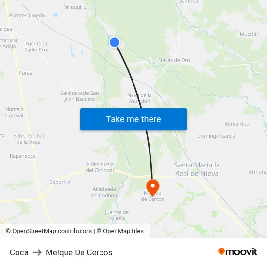 Coca to Melque De Cercos map