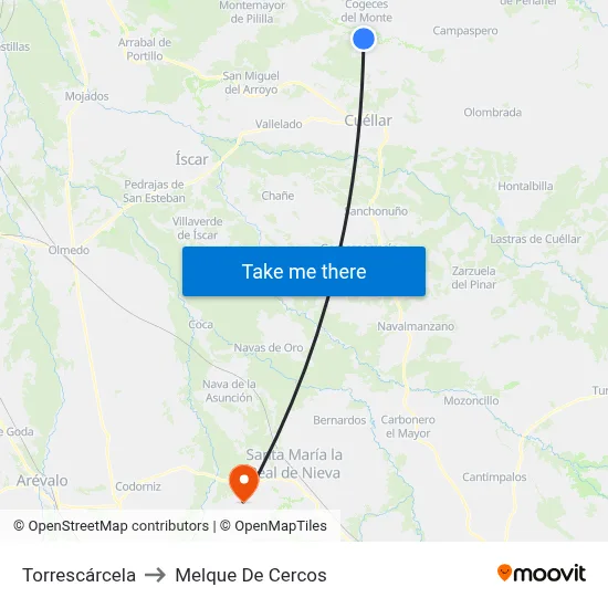 Torrescárcela to Melque De Cercos map