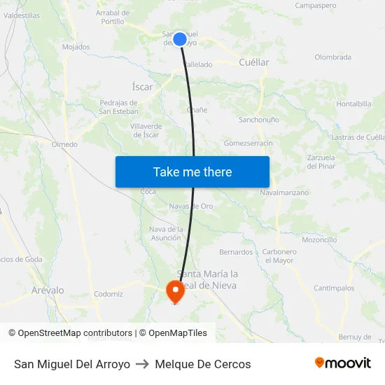 San Miguel Del Arroyo to Melque De Cercos map