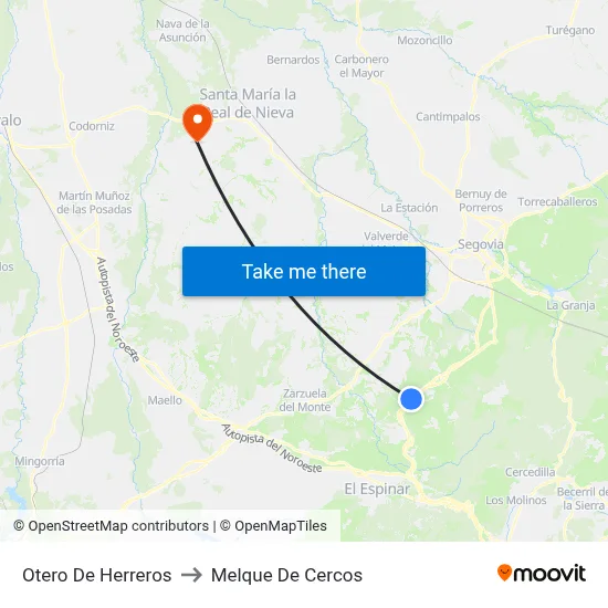 Otero De Herreros to Melque De Cercos map