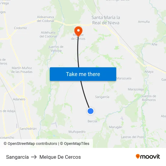 Sangarcía to Melque De Cercos map