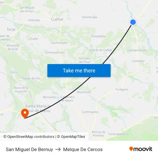 San Miguel De Bernuy to Melque De Cercos map