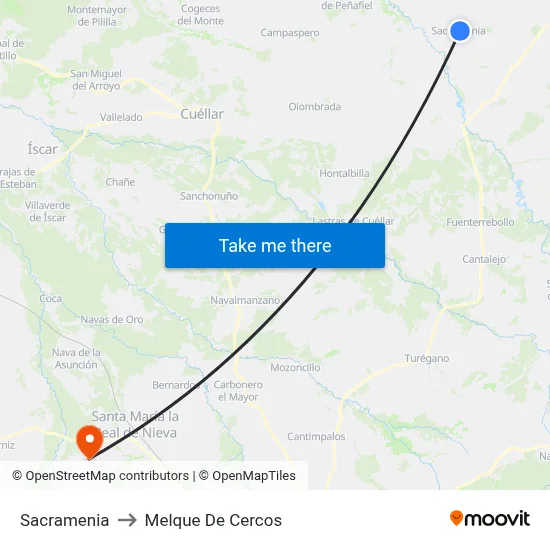 Sacramenia to Melque De Cercos map
