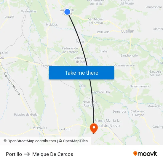 Portillo to Melque De Cercos map