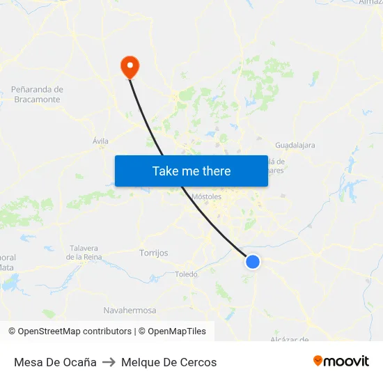 Mesa De Ocaña to Melque De Cercos map