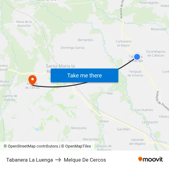 Tabanera La Luenga to Melque De Cercos map