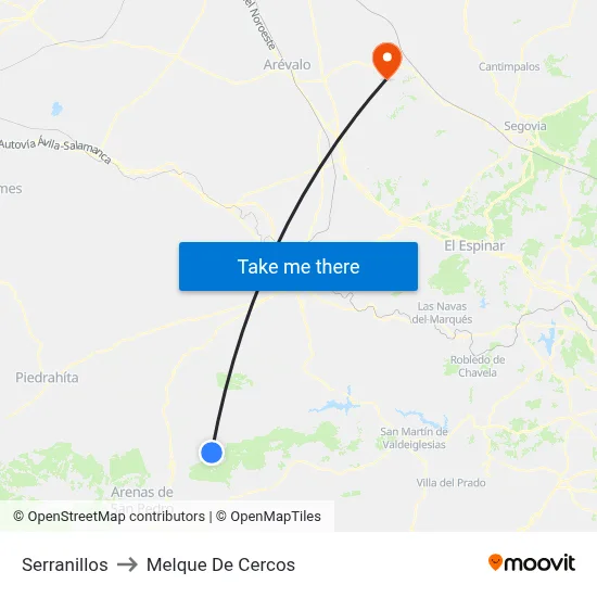Serranillos to Melque De Cercos map