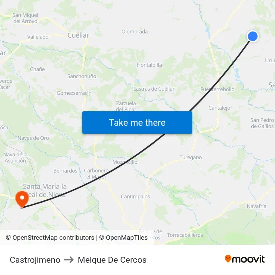 Castrojimeno to Melque De Cercos map