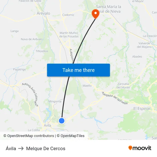 Ávila to Melque De Cercos map