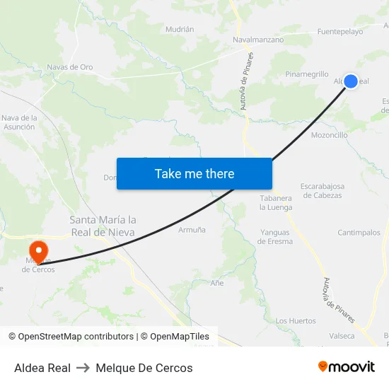 Aldea Real to Melque De Cercos map