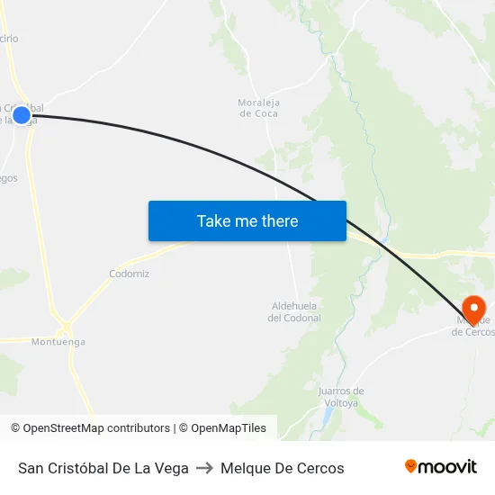 San Cristóbal De La Vega to Melque De Cercos map