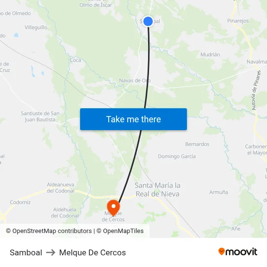 Samboal to Melque De Cercos map