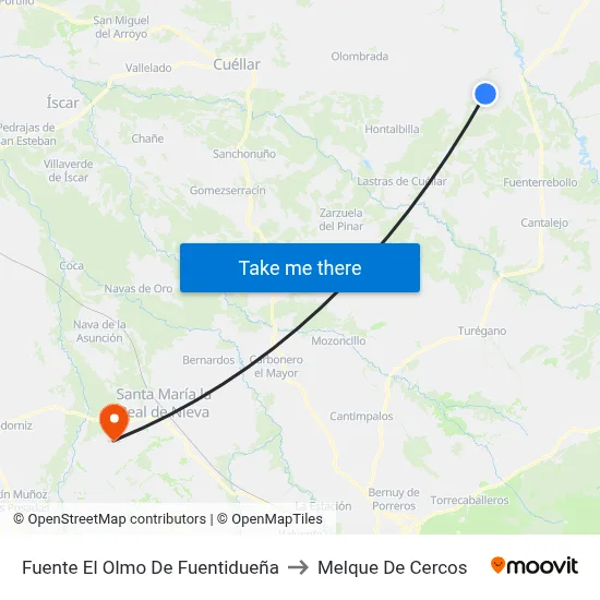 Fuente El Olmo De Fuentidueña to Melque De Cercos map
