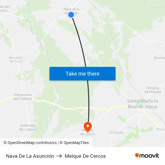 Nava De La Asunción to Melque De Cercos map