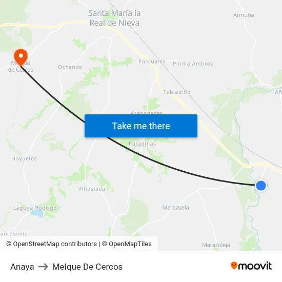Anaya to Melque De Cercos map