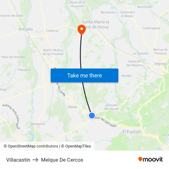 Villacastín to Melque De Cercos map