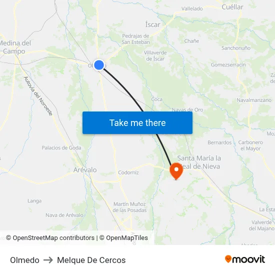 Olmedo to Melque De Cercos map