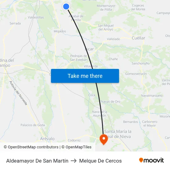 Aldeamayor De San Martín to Melque De Cercos map