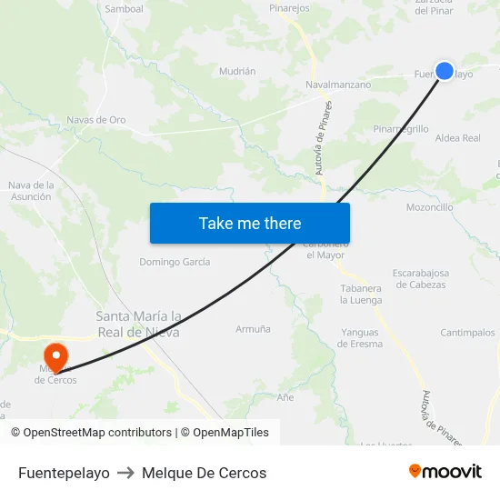 Fuentepelayo to Melque De Cercos map