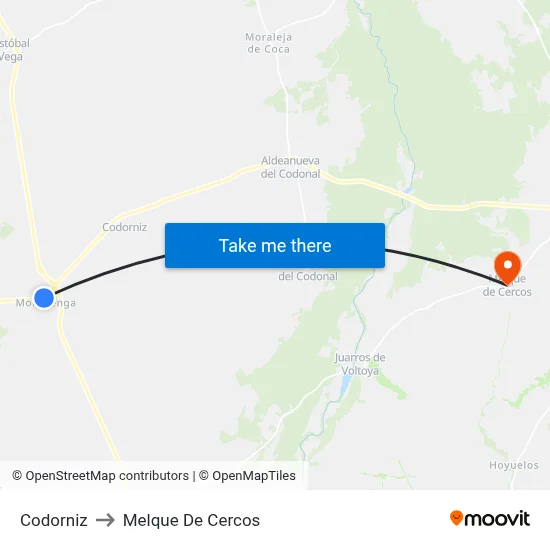 Codorniz to Melque De Cercos map