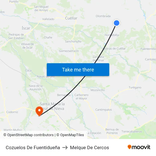 Cozuelos De Fuentidueña to Melque De Cercos map