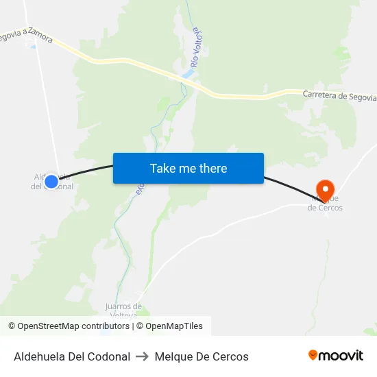 Aldehuela Del Codonal to Melque De Cercos map
