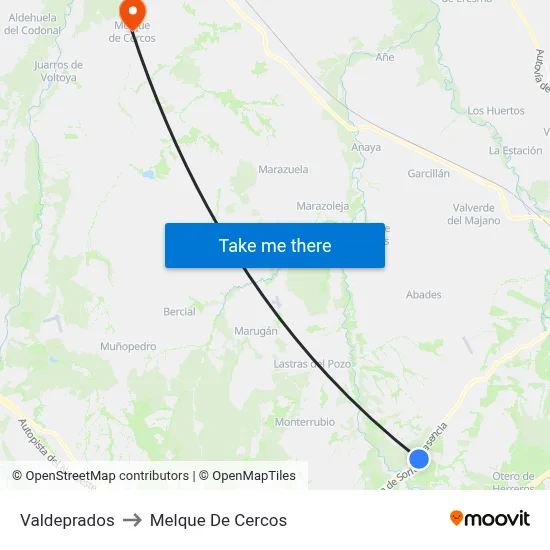 Valdeprados to Melque De Cercos map