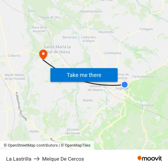 La Lastrilla to Melque De Cercos map