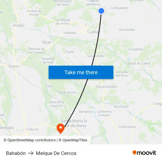 Bahabón to Melque De Cercos map