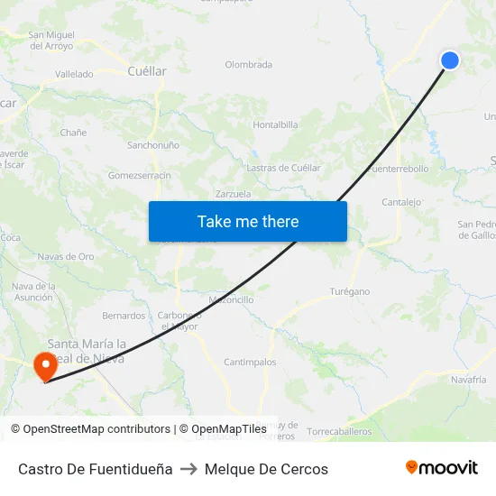 Castro De Fuentidueña to Melque De Cercos map