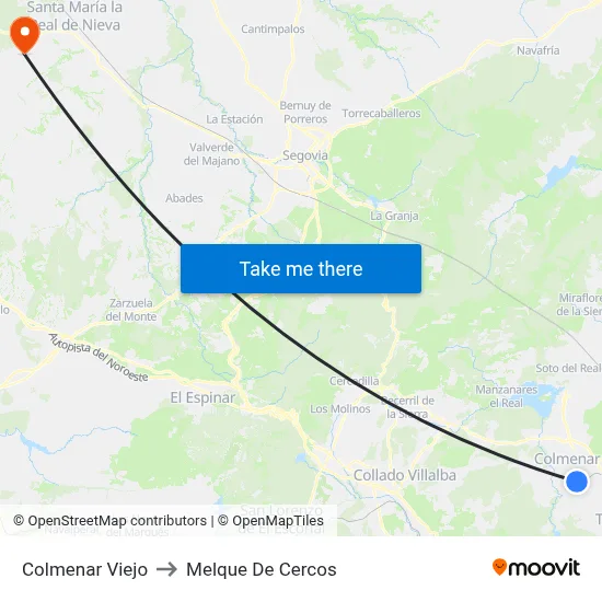 Colmenar Viejo to Melque De Cercos map