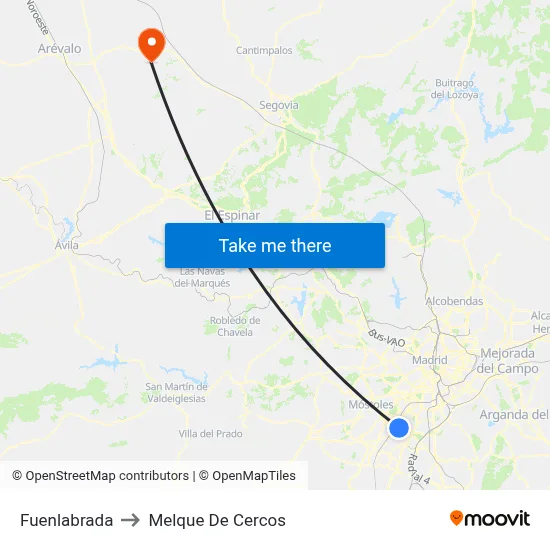 Fuenlabrada to Melque De Cercos map