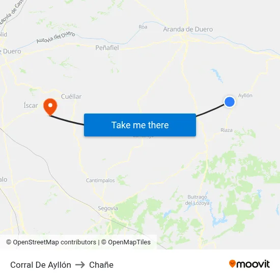 Corral De Ayllón to Chañe map
