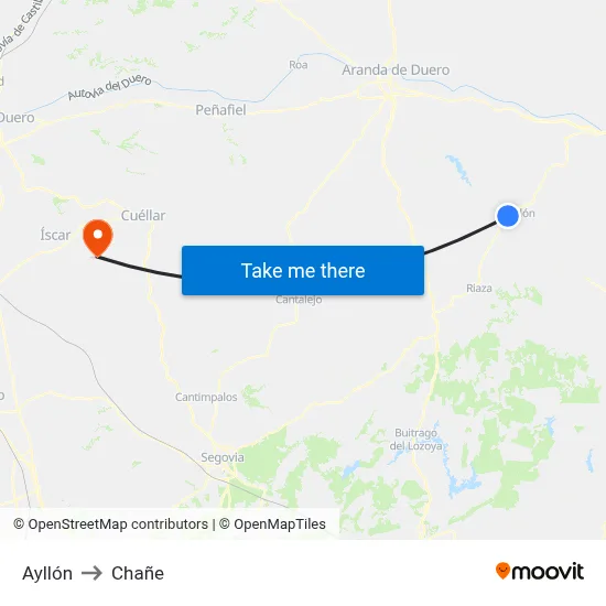 Ayllón to Chañe map