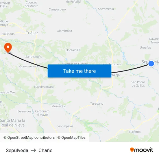 Sepúlveda to Chañe map